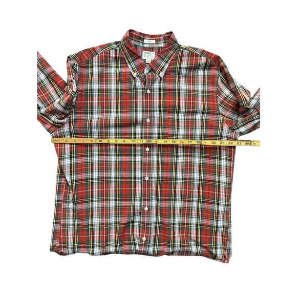 J. Crew Men's Red Secret Wash Slim Plaid Cotton Button Down Shirt Size XL - Picture 2 of 4